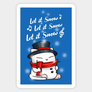 Snowman Cat Let it Snow Magnet